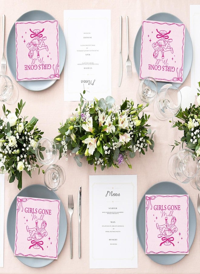 JarThenaAMCS 50 Pcs Girls Gone Mild Cocktail Napkin 3 Ply Disposable Paper Napkin Pink Drink Beverage Napkins for Galentine's Day Girls Night Bachelorette Pajama Spa Party Home Table Supplies Decor - Image 5